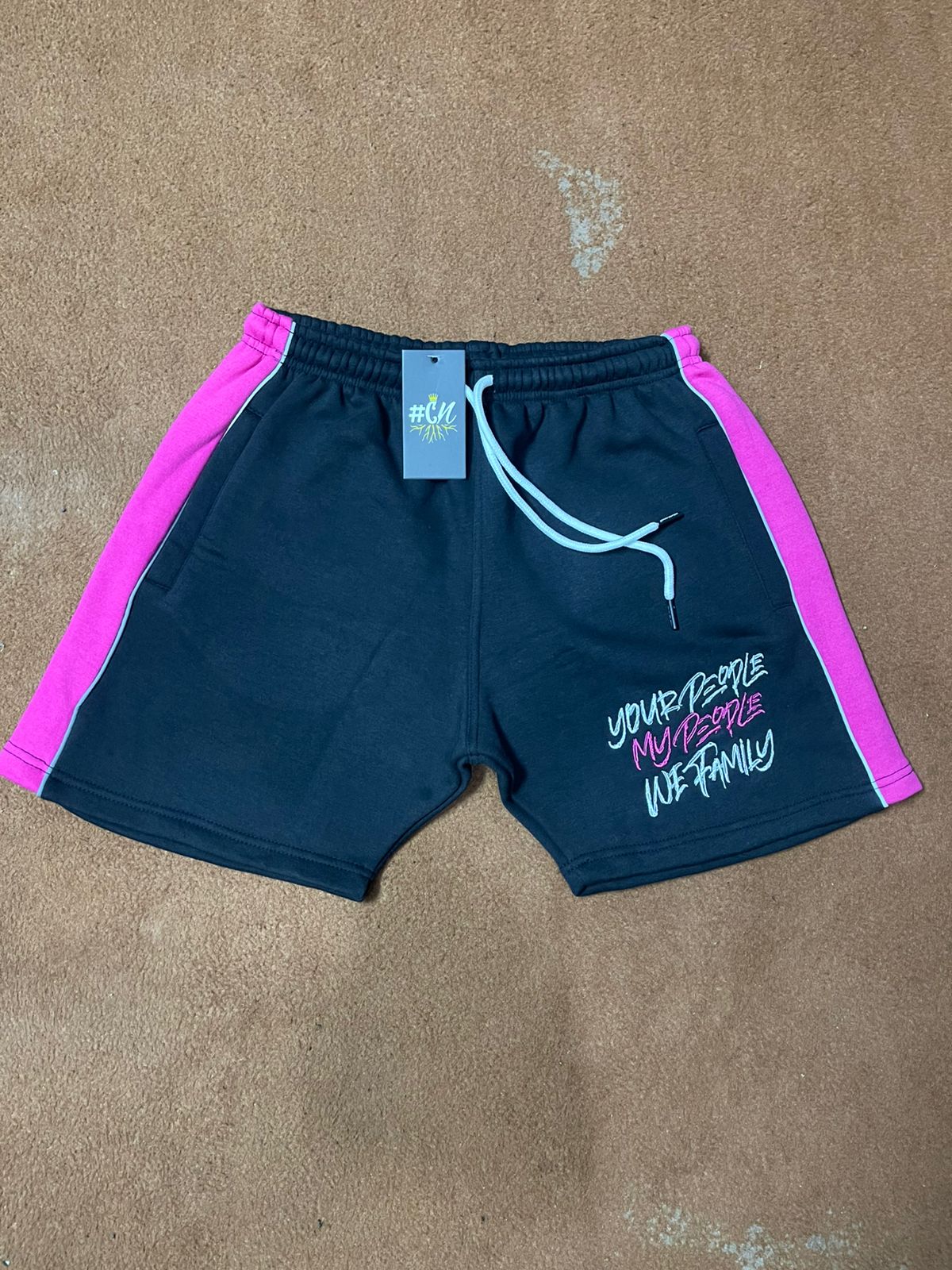 Two Toned Pink and Black Hoodie and Shorts