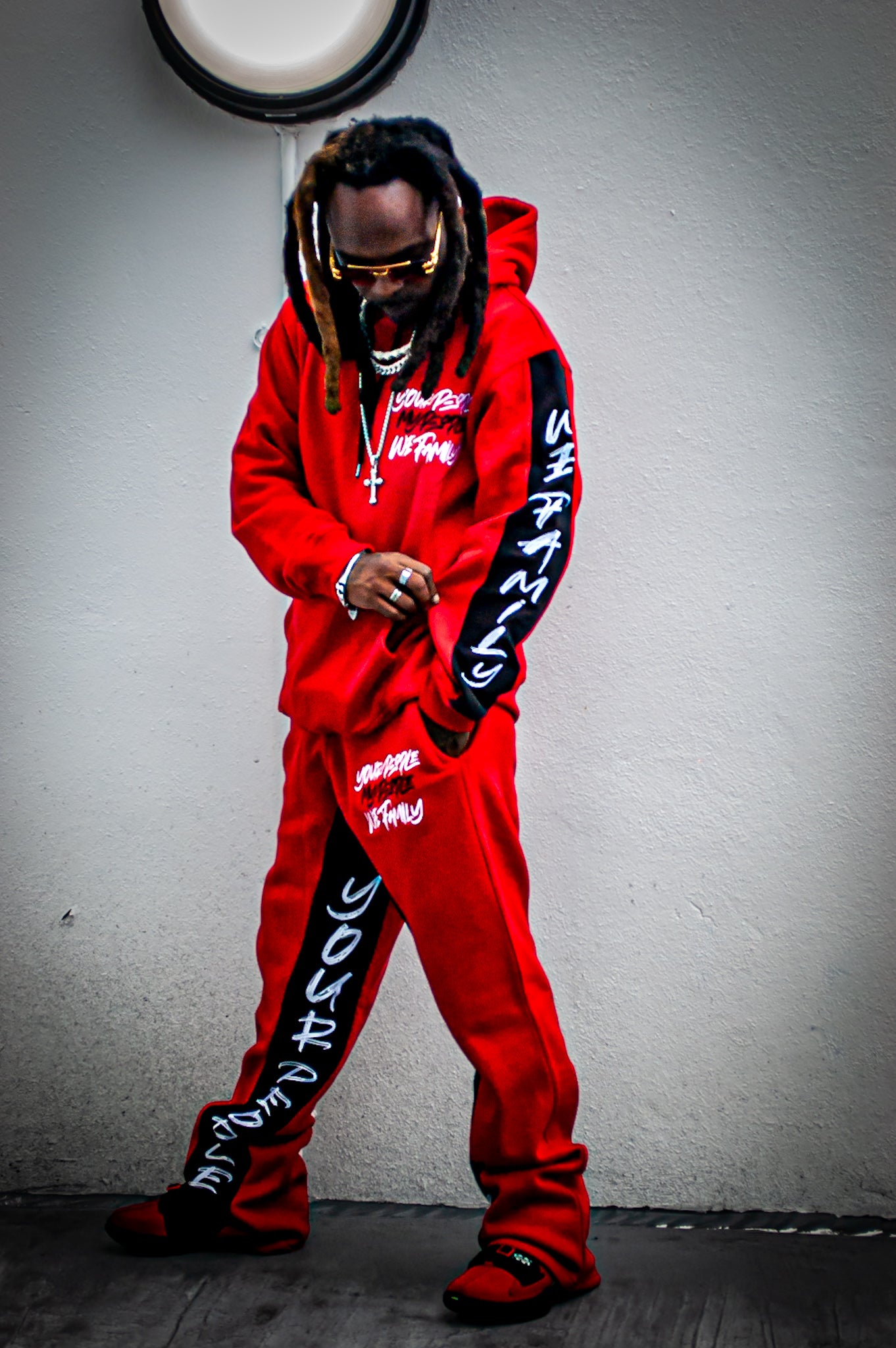 Red and Black Your People My People Jogger Set