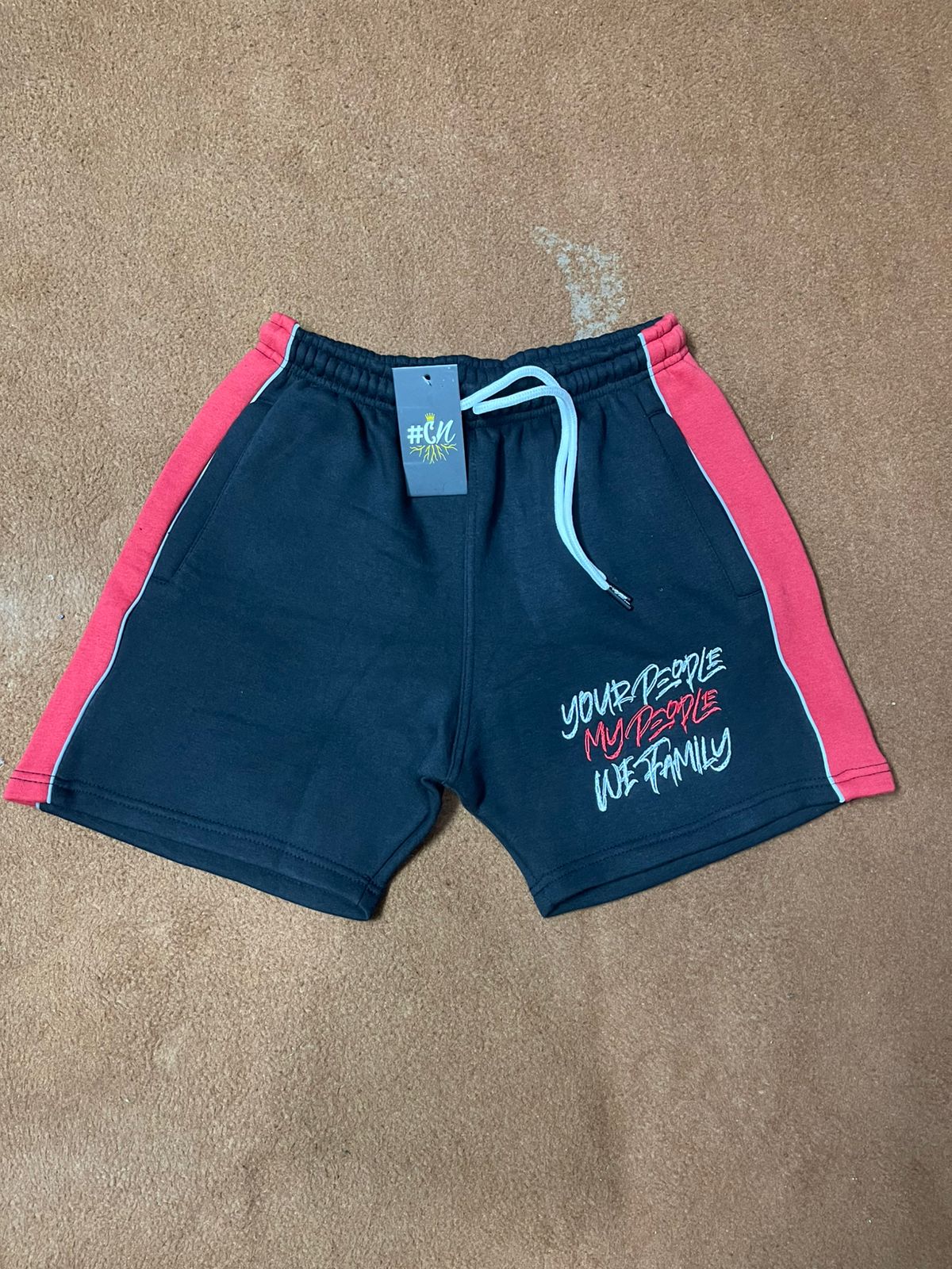 Two Tone Red and Black Hoodie and Shorts