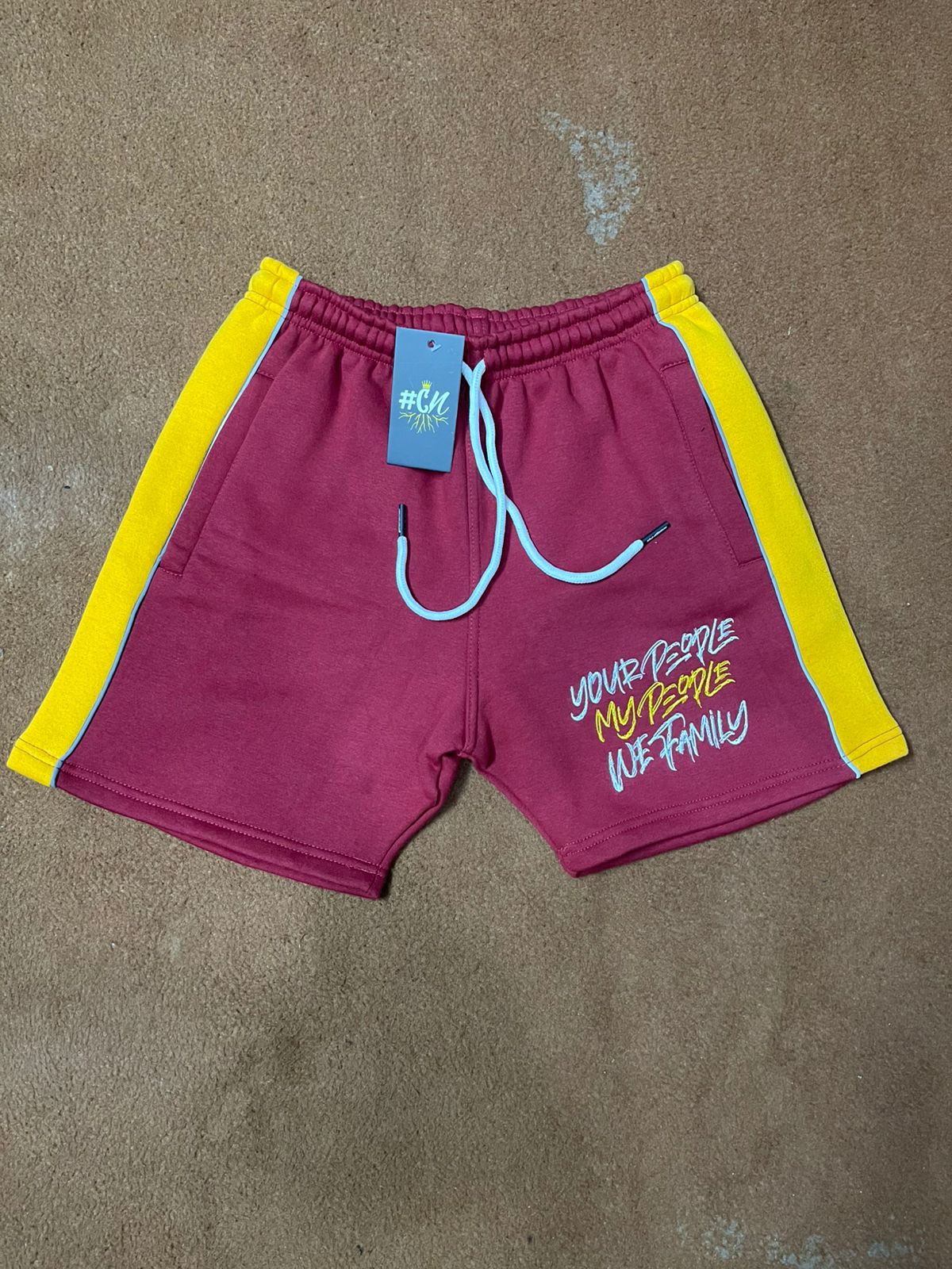Two Toned Gold and Burgundy Hoodie and Shorts