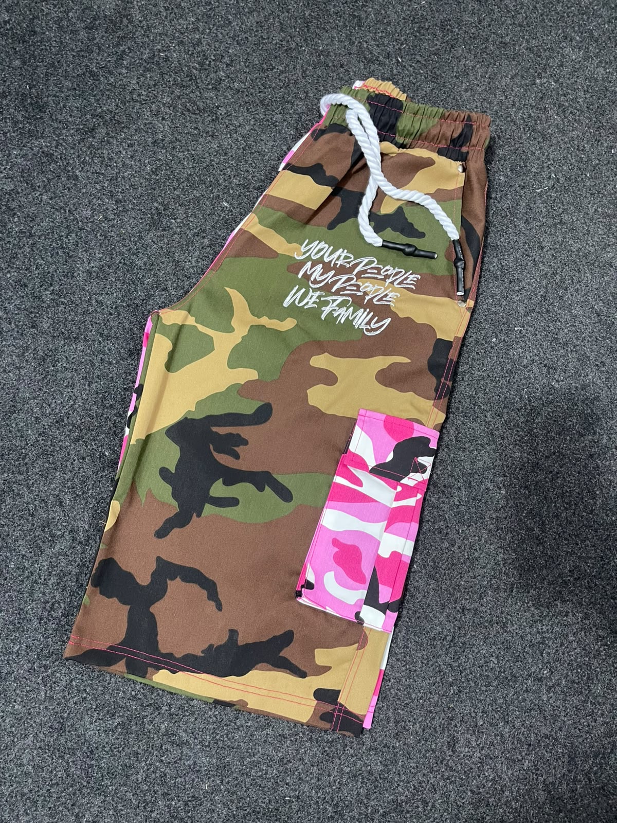 Pink /green Camo Custom Split Shorts
