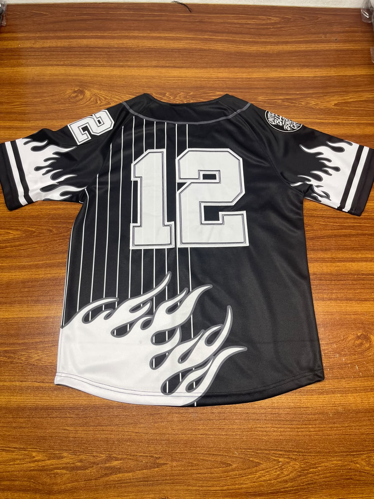 Fire Baseball Jersey Black and White