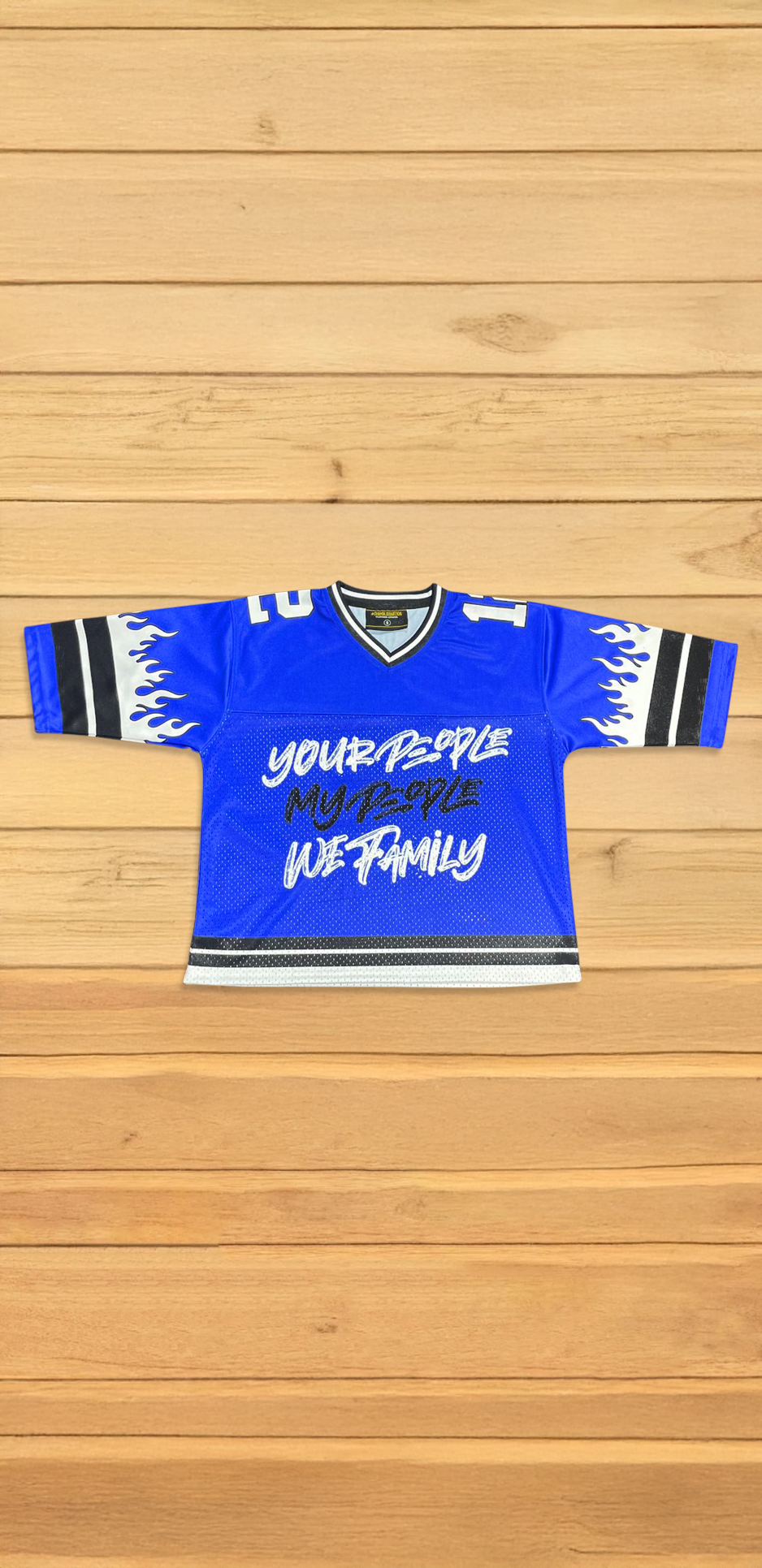 BLUE AND WHITE JERSEY OR JERSEY SHORTS