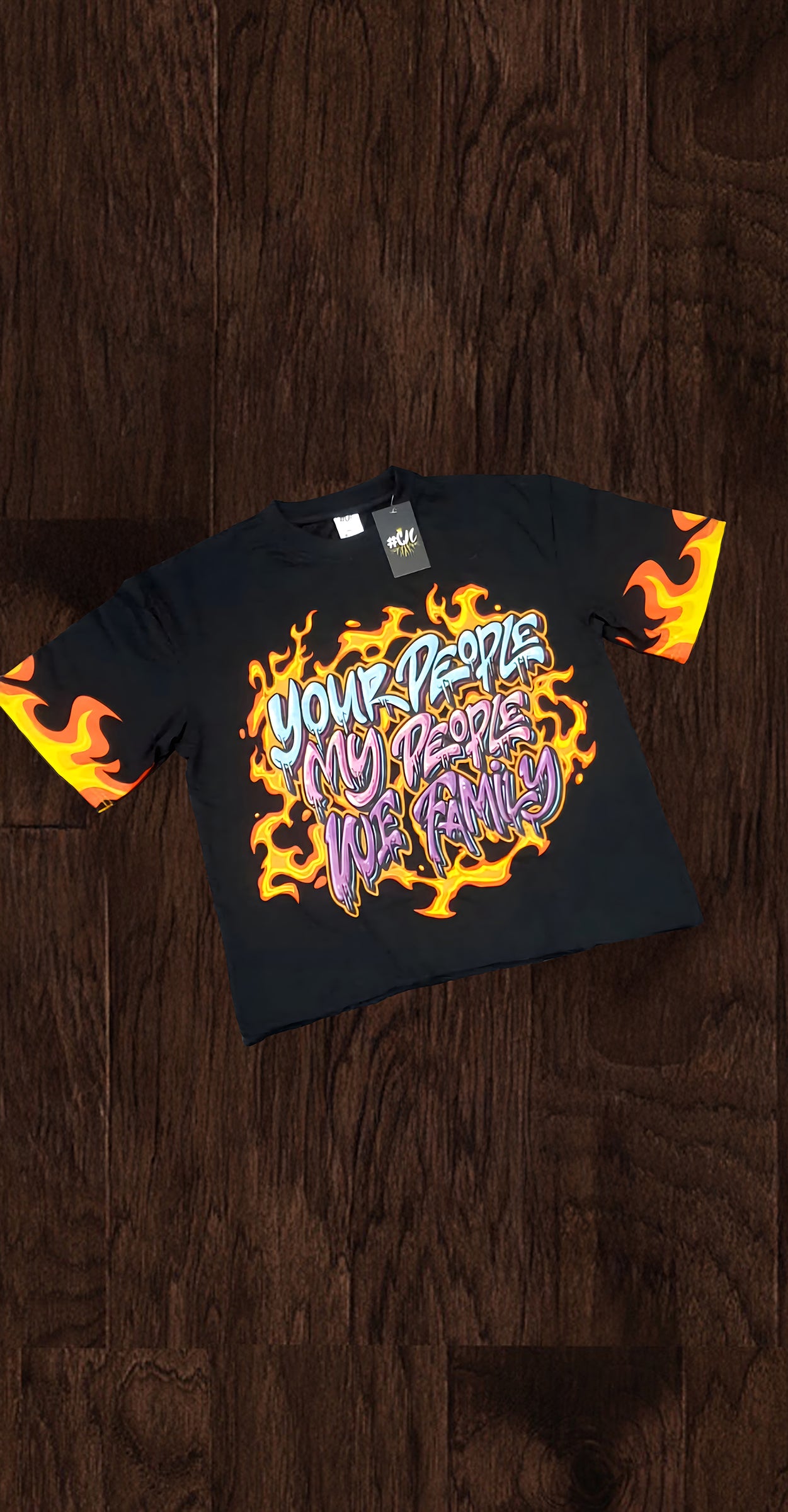 BLACK OVERSIZED CROPPED TEE (DTF PRINT)