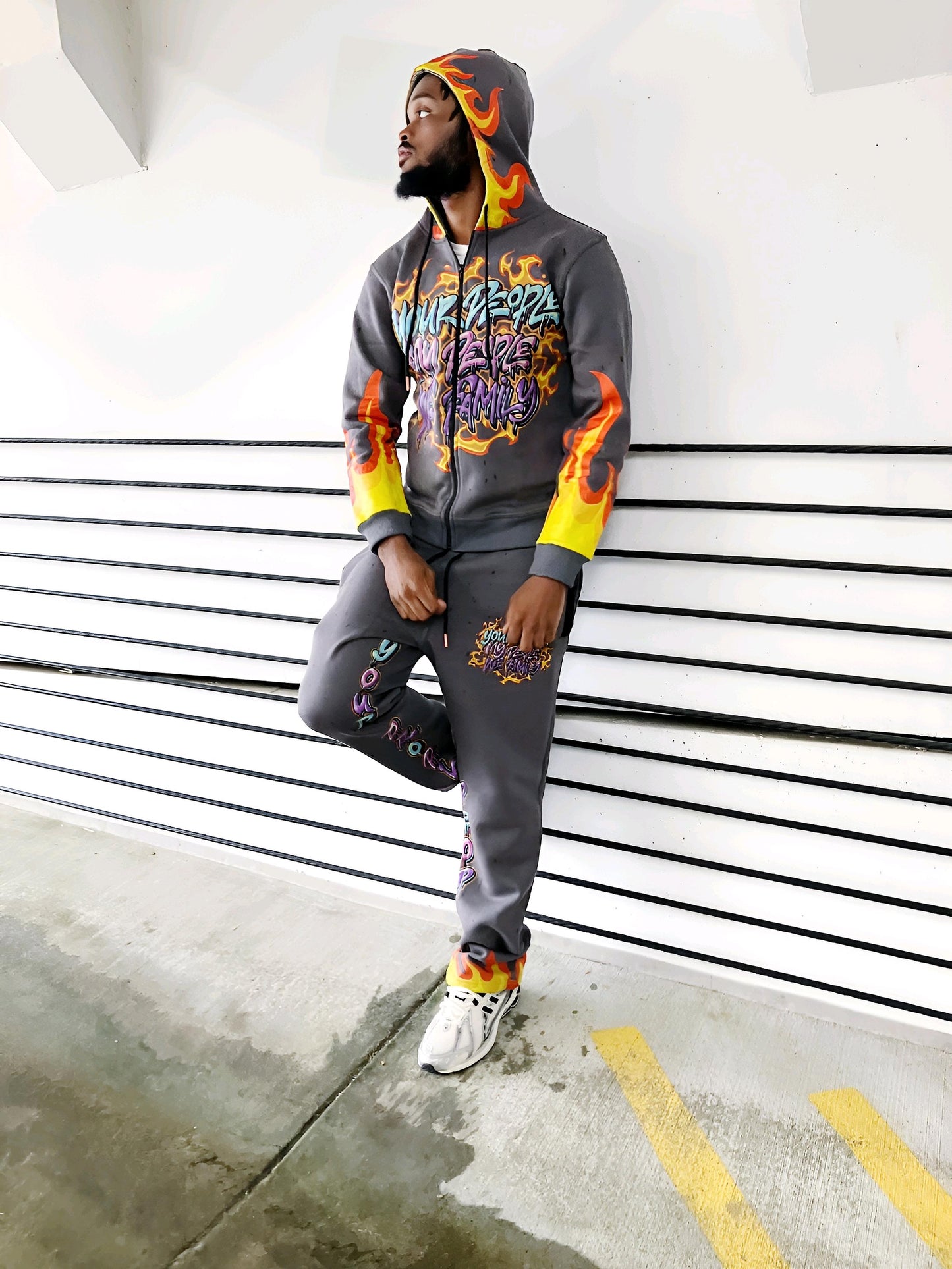Gray Fire Jogger Set