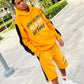 Gold and Black Stripe Sun fade Your People My People Hoodie Short Set