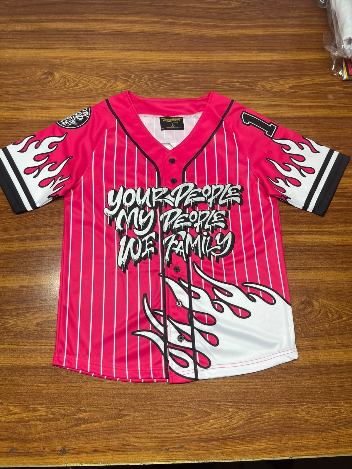 Fire Baseball Jersey - Hot Pink