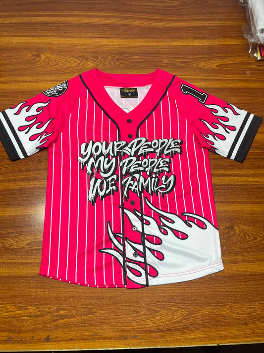 Fire Baseball Jersey - Hot Pink