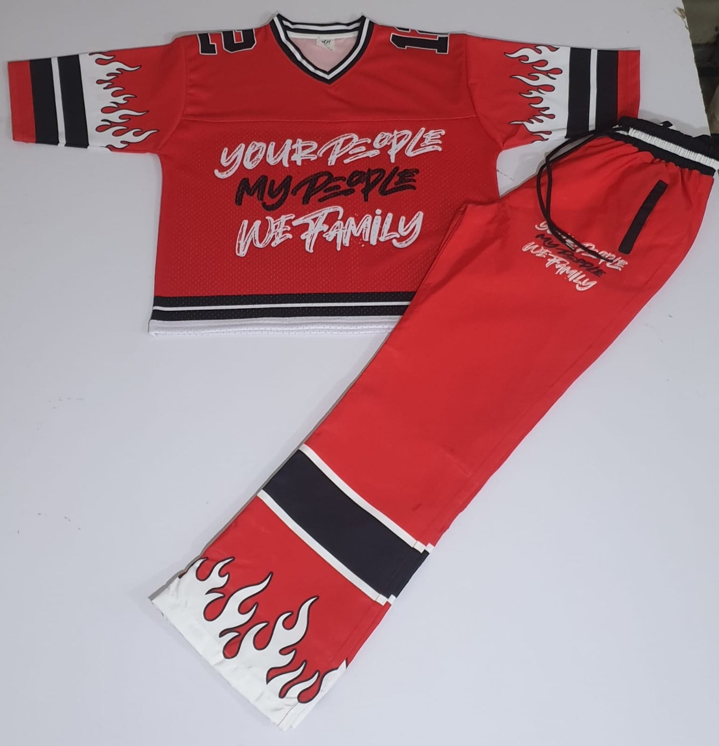 FIRE RED JERSEY SET (LONG PANTS)