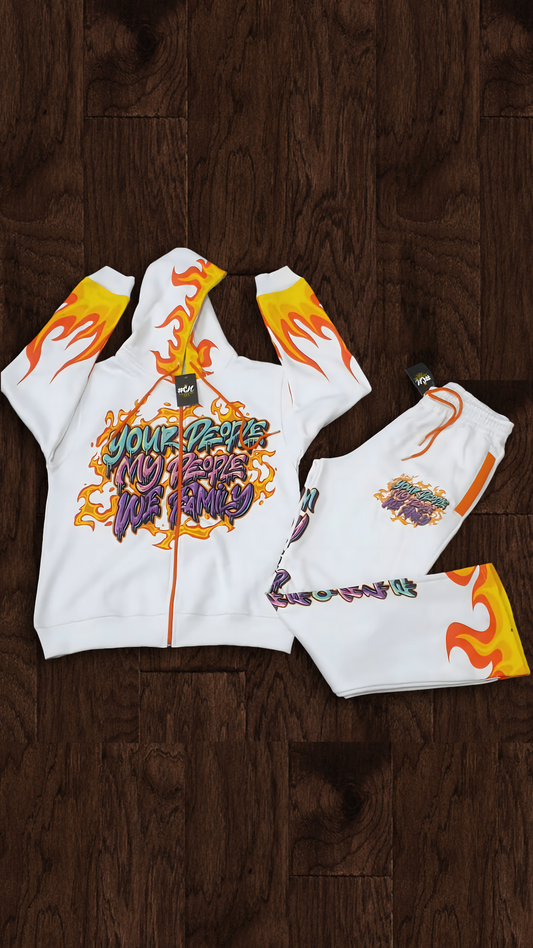 White Fire Jogger Set