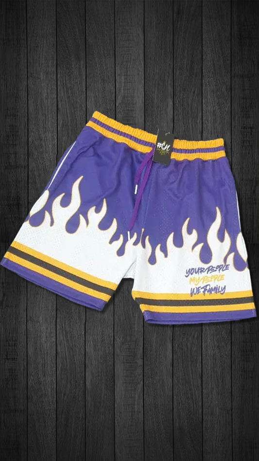 Purple Jersey Fire Shorts