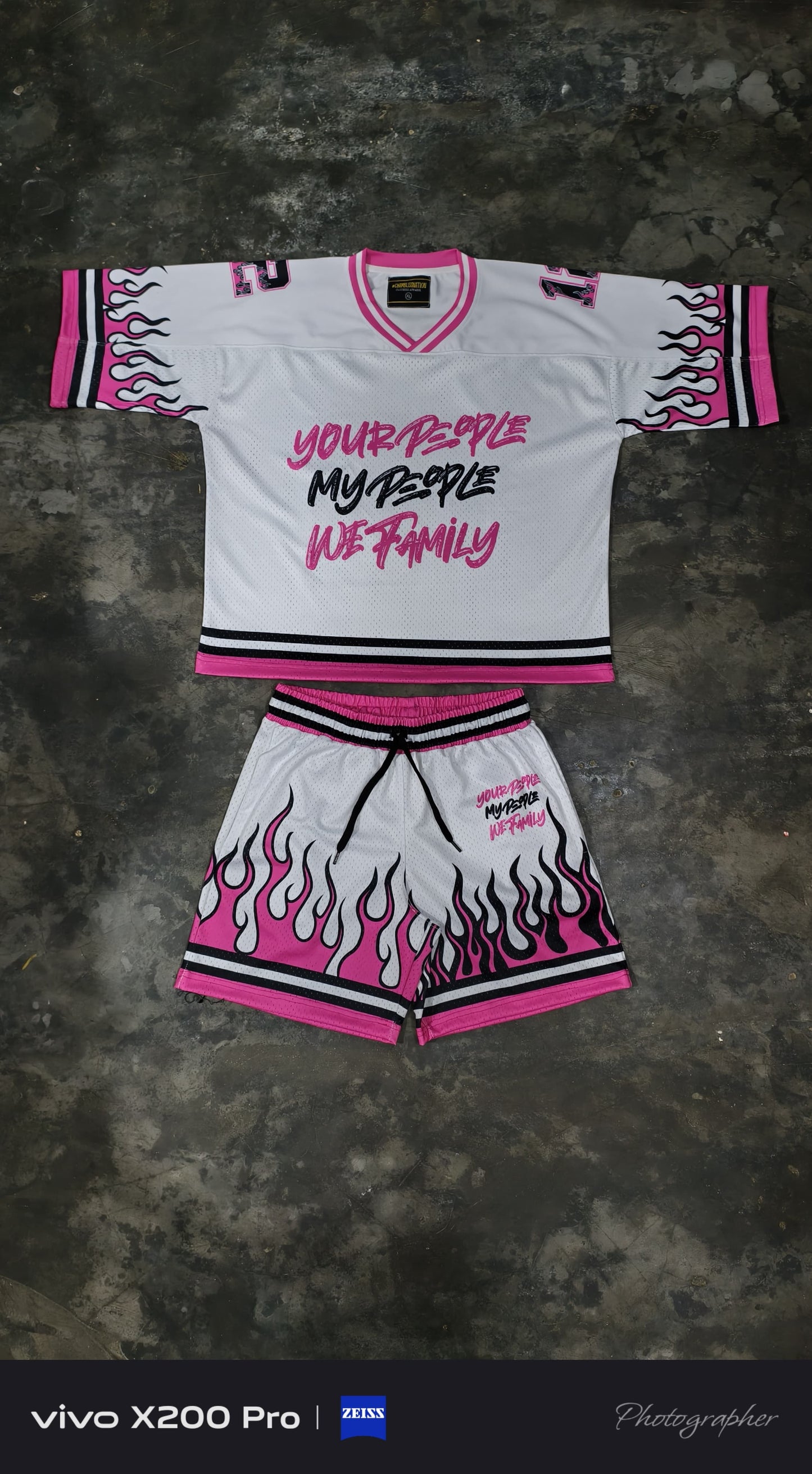 WHITE AND PINK JERSEY and SHORTS (SET)
