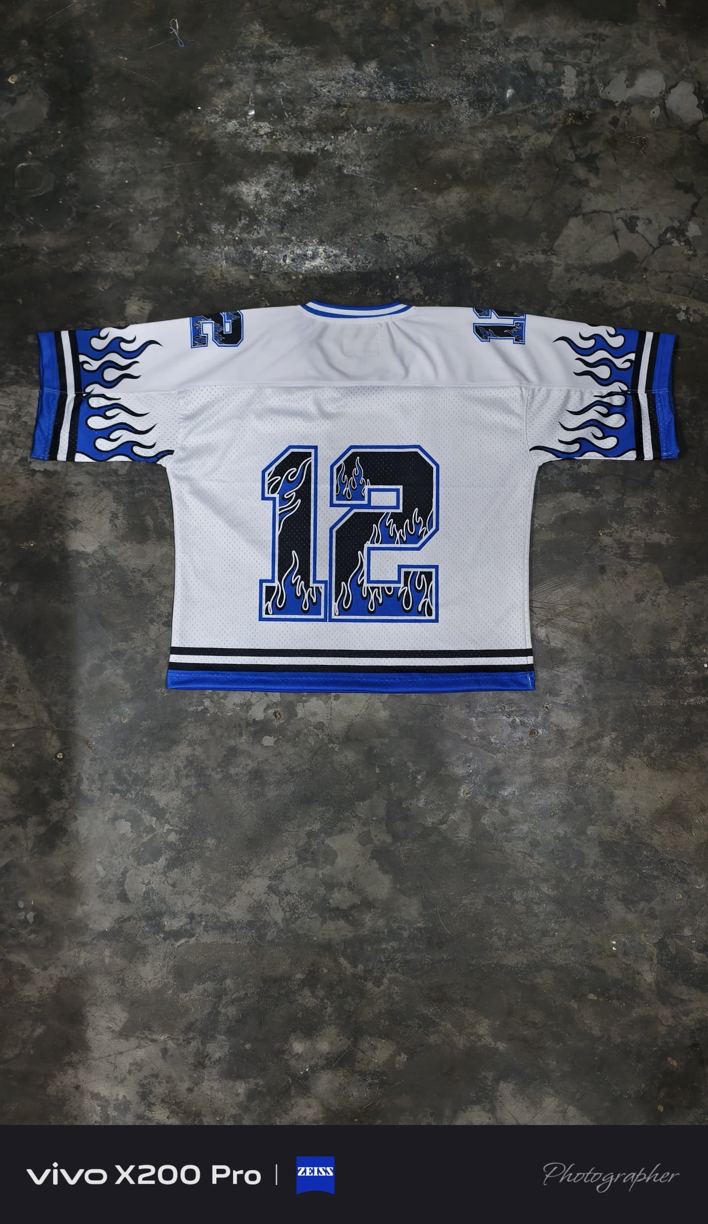 WHITE AND BLUE JERSEY AND SHORTS