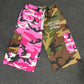 Pink /green Camo Custom Split Shorts