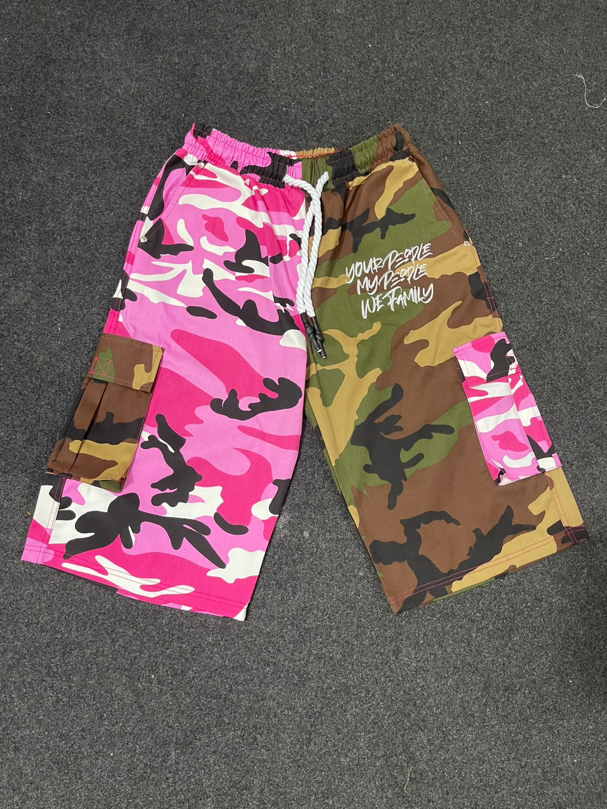 Pink /green Camo Custom Split Shorts