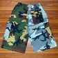 Gray/green Custom Split Shorts