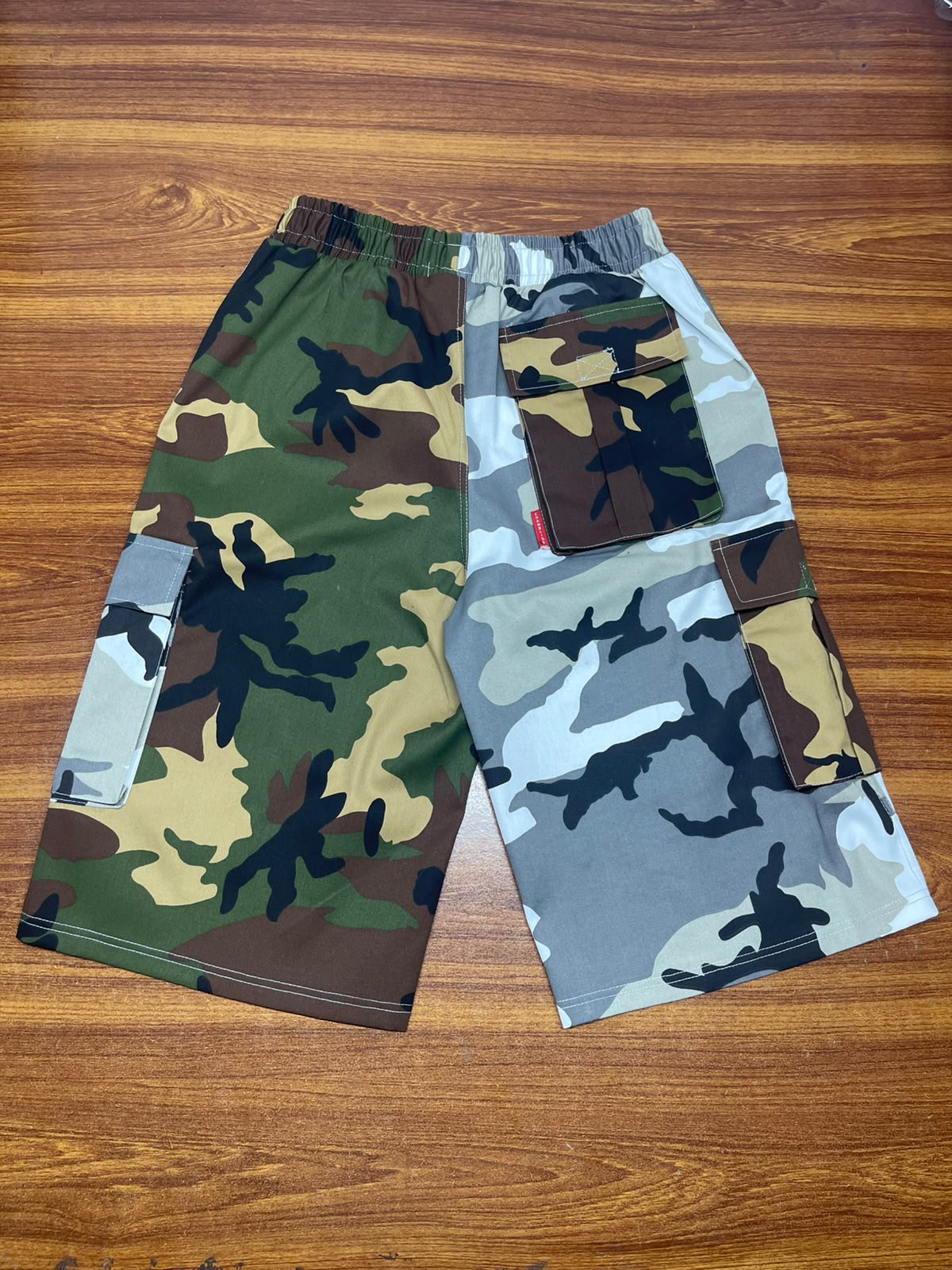 Gray/green Custom Split Shorts