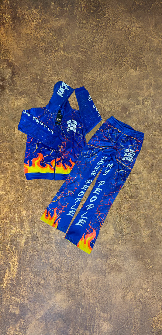 Royal Blue Fire Splash Jogger Fit