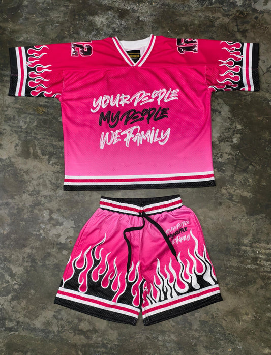 PINK JERSEY AND SHORTS