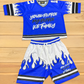 BLUE AND WHITE JERSEY OR JERSEY SHORTS