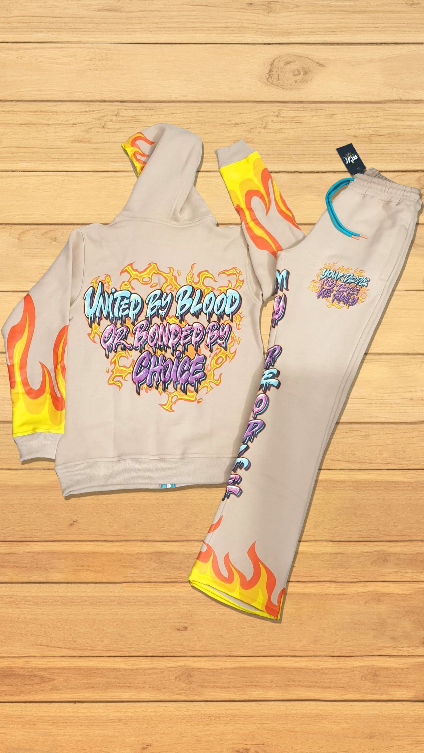 Tan Flame Fire Your People My People Jogger Set