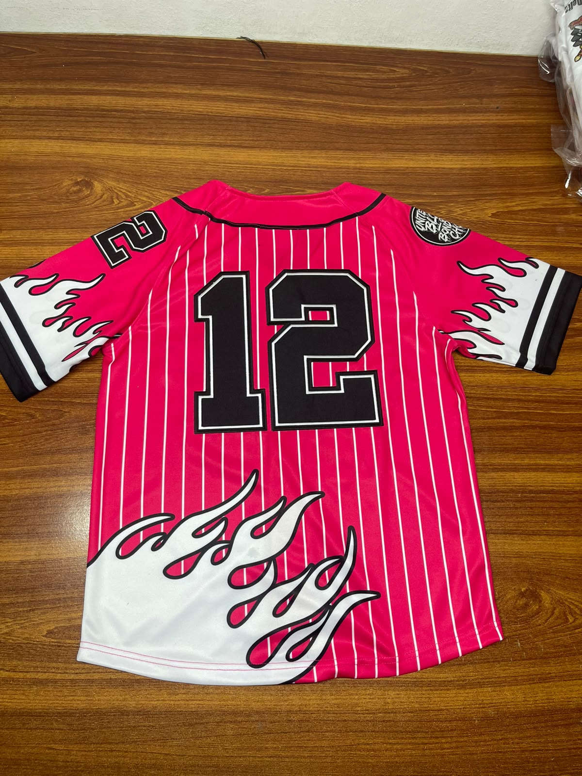 Fire Baseball Jersey - Hot Pink