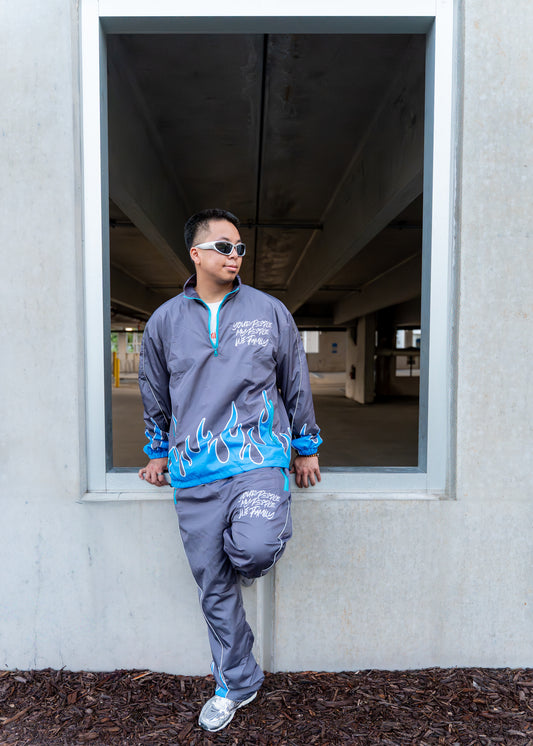Fire Blue Windbreaker with Glow in Dark Panels