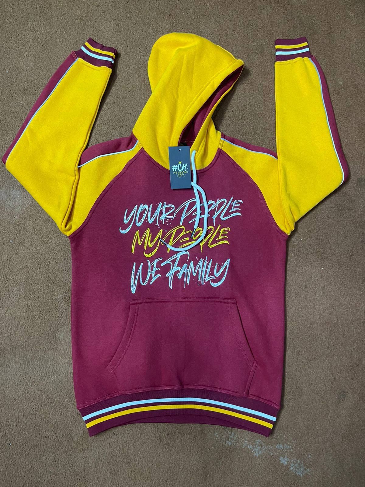 Two Toned Gold and Burgundy Hoodie and Shorts