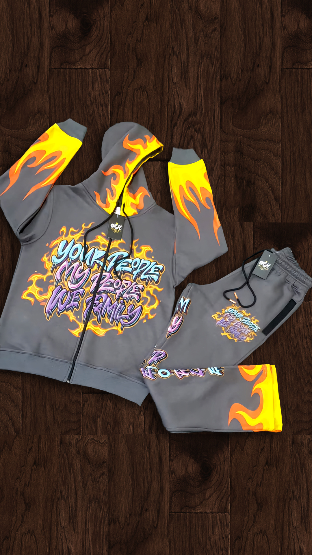 Gray Fire Jogger Set