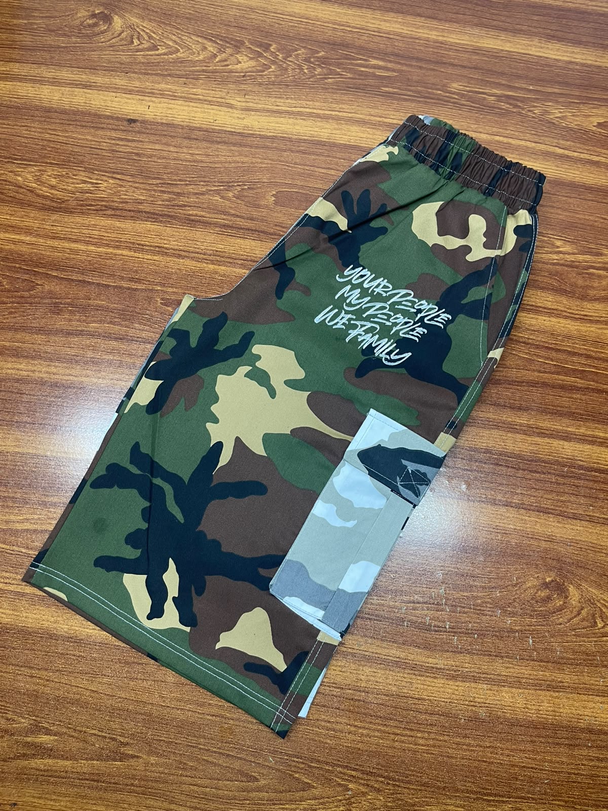 Gray/green Custom Split Shorts