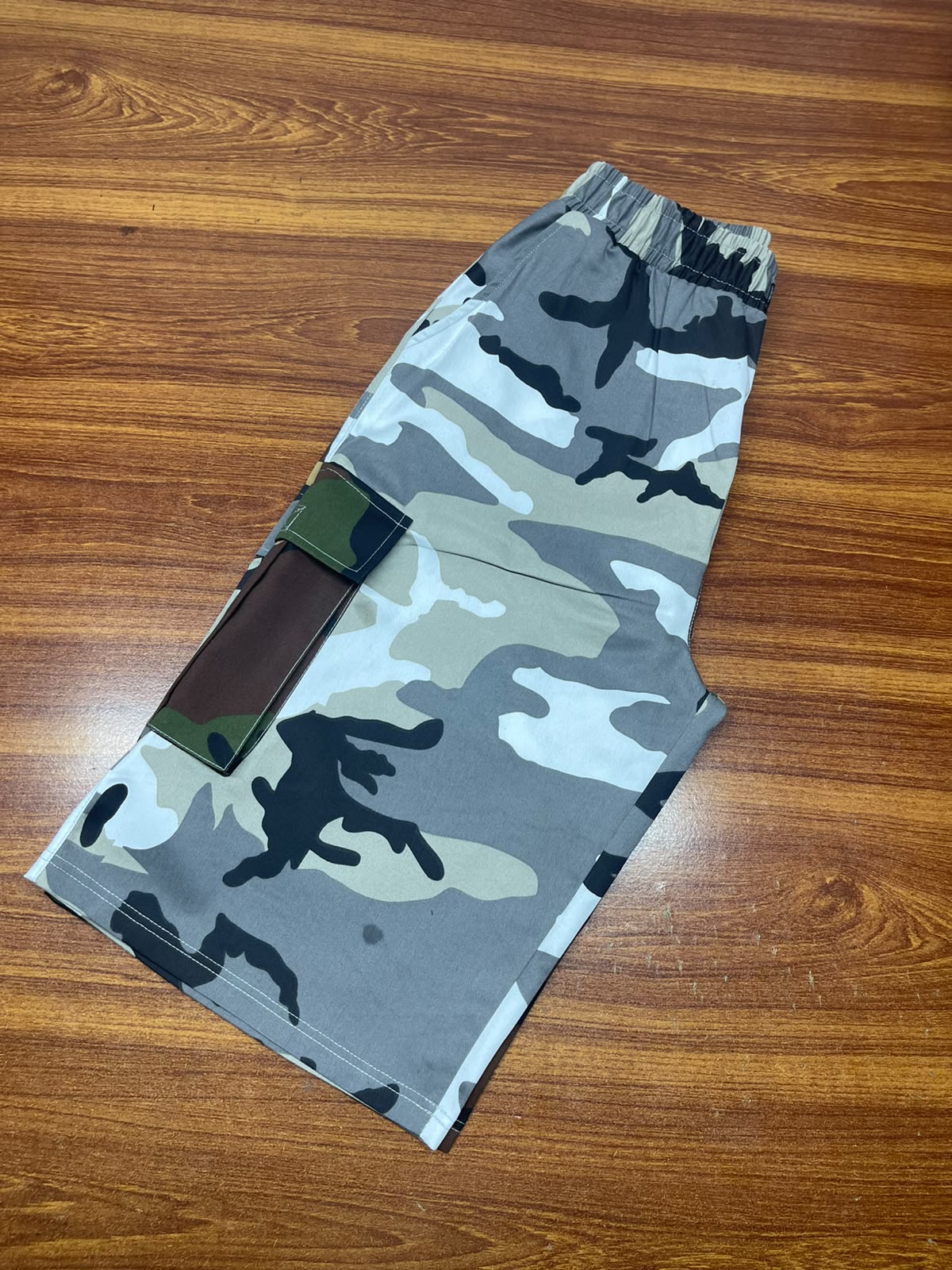 Gray/green Custom Split Shorts