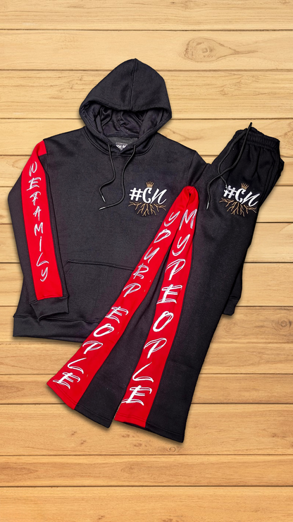 Black #CN W/Your People My People Jogger Set (Embroidered)