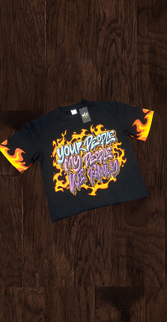BLACK OVERSIZED CROPPED TEE (DTF PRINT)