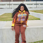 Brown Flame Fire Your People My People Jogger Set