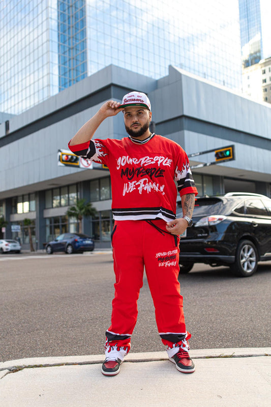 FIRE RED JERSEY SET (LONG PANTS)