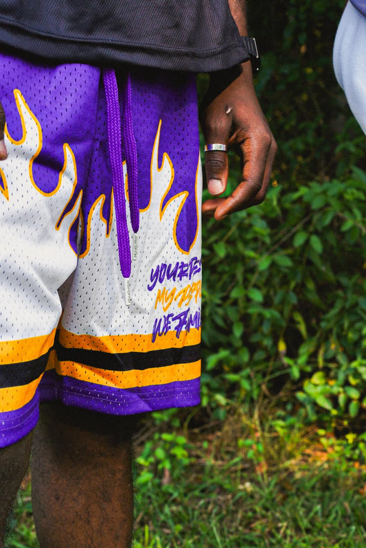 Purple Jersey Fire Shorts